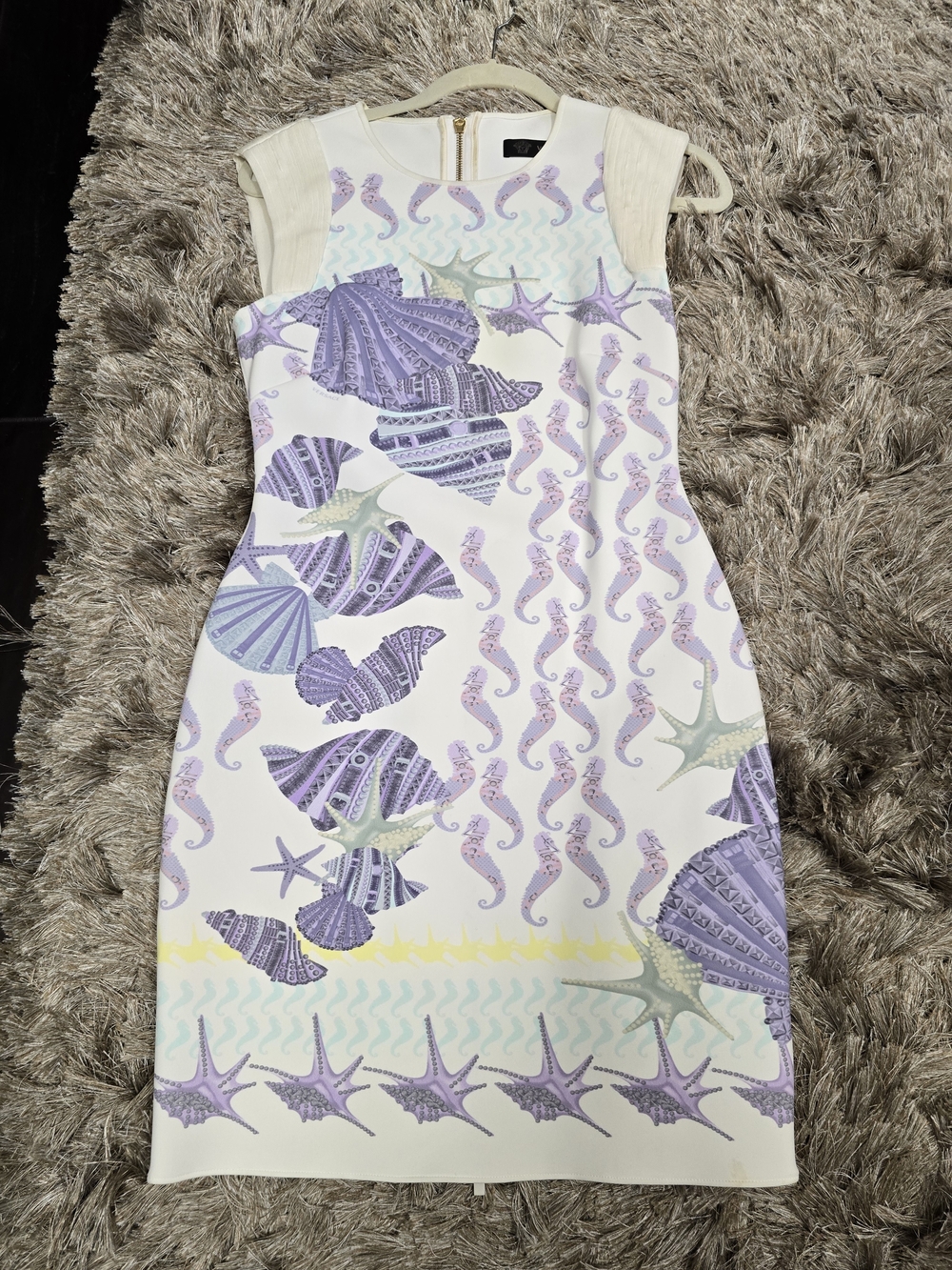 Versace Lavender and White Seashell Sheath Dress